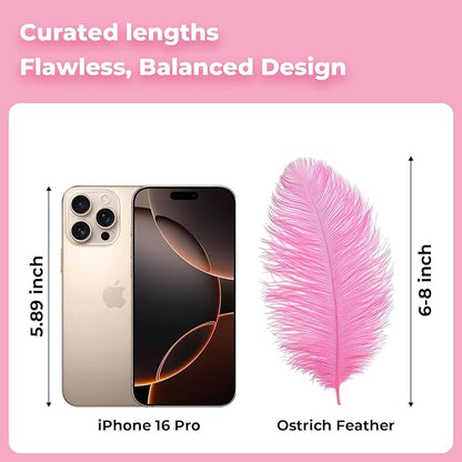 Piokio 20 pcs Natural Pink Ostrich Feathers Plumes 6-8 inch(15-20 cm) Bulk for DIY Handmade Artwork and DIY Clothes, Feather Pens, Dream Catcher, Table Decoration.