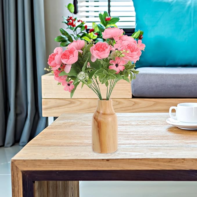 Wooden Flower Vase for Dried Plants Decorative Plant Pot Rustic Home Decor Centerpiece for Dining Table Office Bookshelf Wedding and Living Arrangement