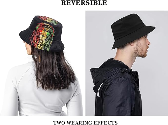 Malaxlx Bucket Hat Beach Sun Hat Fishing Hat for Women Men, Outdoor Travel Reversible Double Side Wear Fisherman Hat