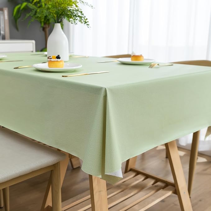 Rectangle Table Cloth,100% Waterproof Tablecloth Oil Proof Spill Proof Vinyl Table Cloth, Wipe Clean Plastic Table Cover for Dining, Camping, Indoor and Outdoor 52" x 70",Green