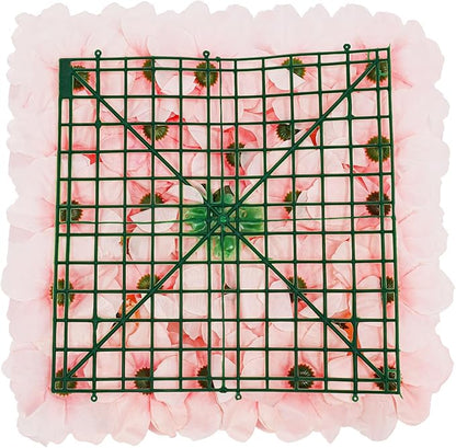 12Pcs Artificial Flower Wall Panel 3D Floral Backdrop Wall 15" X 15" Flower Walls Decor Flower Backdrop Faux Flowers Panel for Wedding Party Home Decoration, Pink/Champagne