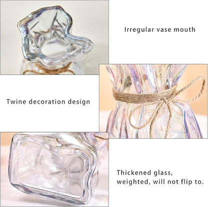 Colorful Irregular Shaped Modern Minimalist Glass Vase - Fashionable Multi-Use Home Decor for Flowers, Centerpiece, Kitchen, Office, Wedding & Holiday