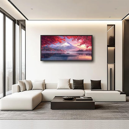 Mount fuji Wall Art Japanese Nature Large Wall Decor Mountain Lake Painting Asian Landscape Big Pictures Scenic Canvas Prints Framed Artwork Home Decorations for Bedroom Living Room office 60"x30"