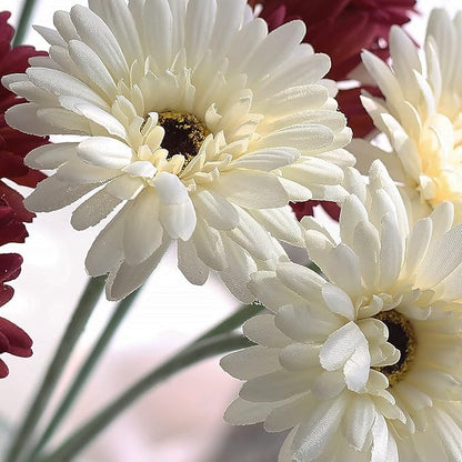 12pcs Artificial Gerbera Daisies,22 Inch Long Stem Silk Daisy Flowers,Realistic Artificial Flower Mums for Home Décor Centerpiece Wreath Supplies Wedding Bouquet,Snow White