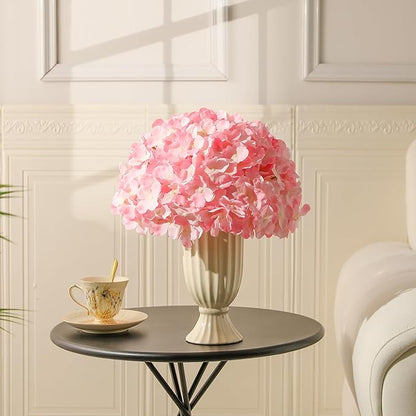 Veryhome 20Pcs Pink Hydrangea Artificial Flowers, Faux Hydrangea Flowers, Silk Flowers Heads with Stems, Fake Hydrangeas for Home Decor Wedding Party Centerpieces DIY Floral Arrangements