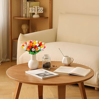 20pcs Tulips Artificial Flowers 14" Fake Flowers Slik Real Touch Tulips Faux Flowers for Spring Easter Mother's Day Table Decor Wedding Bouquet (Colorful)