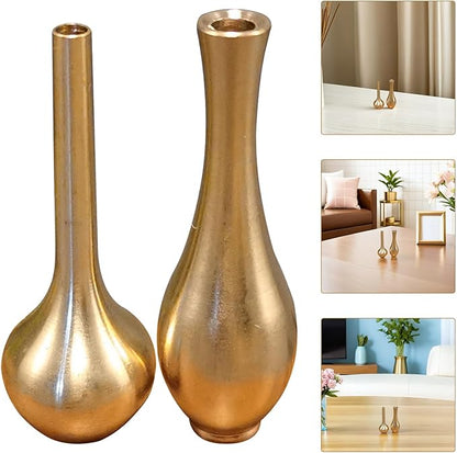 PRETYZOOM 2pcs Brass Mini Vases Vintage Metal Desktop Ornaments Small Rustic Flower Holders Home Decoration