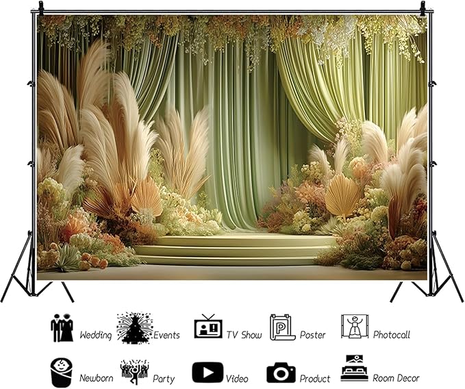 Baocicco Green Wedding Curtains Backdrops 20x10ft Fairytale Flowers Fantasy Engagement Photography Background for Bridal Shower Anniversary Decorations Birthday Bride to Be Party Banner Photo Booth