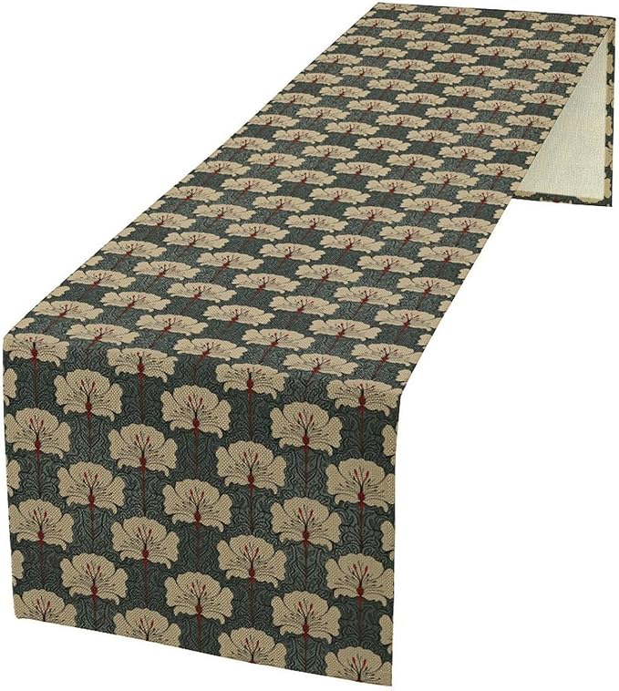 Vintage Floral Table Runner, William Morris Flowers Classic Boho Art Table Runner for Kitchen Dining Party, 13x60 Inch