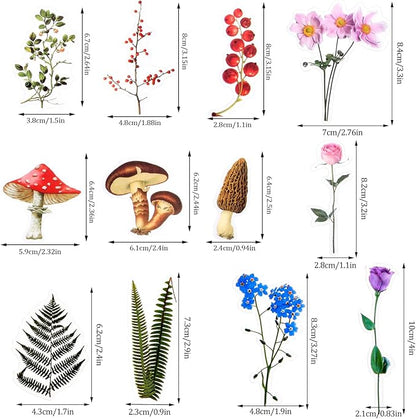 pengxiaomei 200 Pcs Floral Scrapbooking Vintage Stickers, Self-Adhesive Flowers Stickers for Journaling Card Making Scrapbook Style Wall Notebook Letters Window DIY (Mixed Style) Assorted, Multicolor