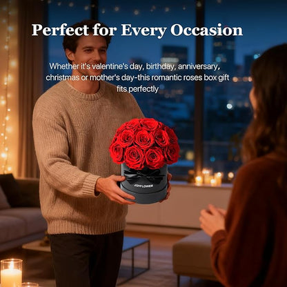 JoyFlower Preserved Flowers Box for Her, Mother's Day Forever Flowers Red Rose Gift for Mom Grandma, Long Lasting Eternal Roses for Wife Girlfriend on Birthday Anniversary Valentine's Day Christmas