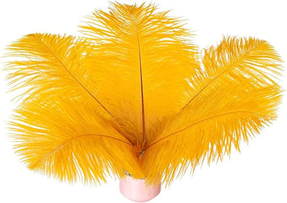 Piokio 20 pcs Gold Ostrich Feathers Plumes 6-8 inch(15-20 cm) Bulk for DIY Clothes, Feather Pens, Dream Catcher,Gatsby Decorations