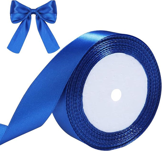 Royal Blue Ribbon for Gift Wrapping, 1 inch Polyester Satin Hair Ribbon for Flower Bouquet, Weeding Decoration, Baby Shower, Crafts Bows Fabric Christmas Ribbons 25 Yards