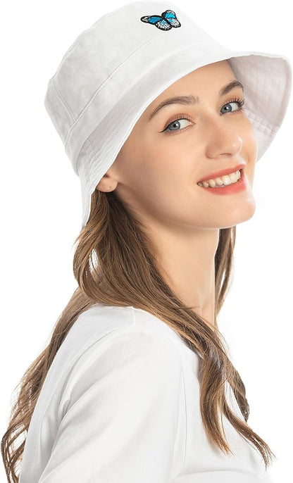 ZLYC Unisex Fashion Embroidered Bucket Hat Summer Fisherman Cap for Men Women