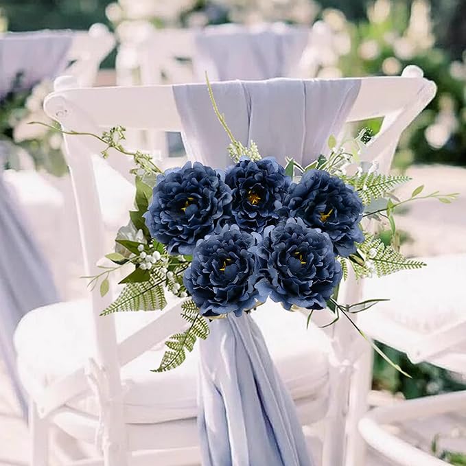 20pcs 5" Artificial Flower Peonies, Silk Peonies with 6" Stems, Flowers Suitable for Wedding Bouquets, Home Party Decoration (Navy Blue)