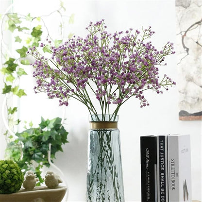 9 Pack Real Touch Artificial Baby's Breath Flowers - 21" Bendable Stems for Wedding Bouquets, Home Centerpieces & Outdoor Decor (Waterproof, Dustproof, Purple)
