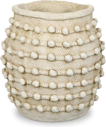 Rustic Farmhouse Vase, Boho Beige Vase for Pampas Grass Large Textured Knotted Vases for Flowers Decorative Cement Floral Vases for Home Decor, Living Room, Dining Table