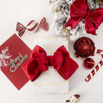 Ribbli Red Velvet Wired Ribbon 1.5 Inch Velvet with Satin Christmas Ribbon for Gift Wrapping Christmas Tree Decoration Crafts Wreaths Supplies-Continuous 10 Yards