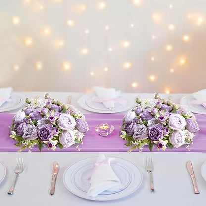 ASTRYAS 3 Packs Artificial Flowers, Peonies Artificial Flowers, Purple Artificial Peonies, Silk Peonies Flowers Fake Flowers Peonies Bouquet for Centerpiece Table Wedding Party Home Decor