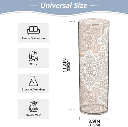 Vase Plastic Vase Elegant Cylinder Flower Vase Shatterproof Decorative Centerpiece for Home Table Office Weddings Events (11.8 x 3.9 in)