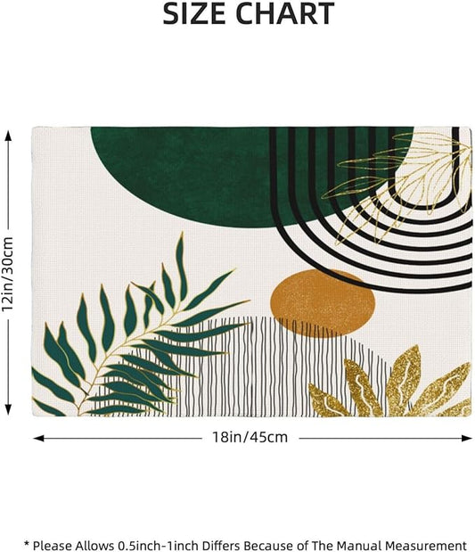 Boho Placemats, Modern Minimalist Art Abstract Geometric Sun Plant Print Washable Fabric Placemats Table Kitchen Dining Party 12x18 Inch Set of 6