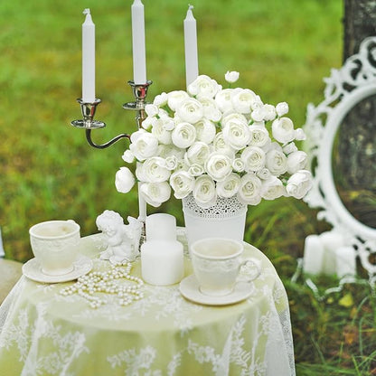 Ranunculus Artificial Flower White Faux Silk Mini Peony Flowers Fake Peonies Wedding Flowers DIY Bouquet for Centerpieces Arrangements Bridal Shower Decorations 18 Pcs(White)