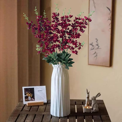 8 pcs Burgundy Delphinium Artificial Flowers, 34.25''Artificial Snapdragon Flowers Tall Fake Flowers Silk Flowers Faux Delphinium Bulk for Tall Vase Home Wedding Garden Table Decor (Burgundy)