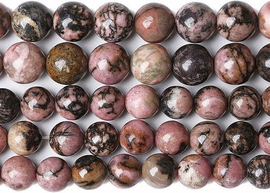 4MM 86PCS Natural Stone Black Stripe Rhodochrosite Gemstone Beads for Jewelry Making DIY Bracelet Necklace Semi Precious Crystal Beads
