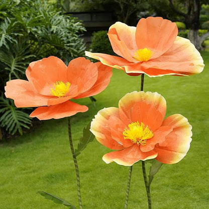 Giant Flowers for Decoration,Large Paper Flowers with Stand,Artificial Flowers for Home Decor,Wedding Background Decor,Shop Window Display,Photography Props,Banquet Party (Orange)