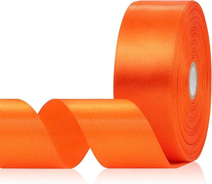 Orange Ribbon 1-1/2 Inch x 60 Yards, Orange Satin Ribbon for Gift Wrapping, Flower Bouquet, Baby Shower, Crafts, Birthday, Wedding and Handmade Roses
