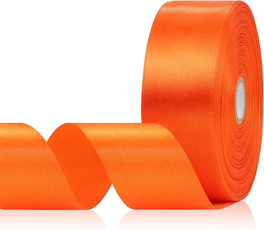 Orange Ribbon 1-1/2 Inch x 60 Yards, Orange Satin Ribbon for Gift Wrapping, Flower Bouquet, Baby Shower, Crafts, Birthday, Wedding and Handmade Roses