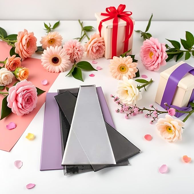 Myuiao 100 Pcs Clear Flower Bouquet Sleeves, Transparent Cellophane Bags for Valentine's Day Gifts, Wedding Floral Packaging, Rose Protectors, Food-Grade Plastic Wrap, Bulk Party Decorations (6x10in)