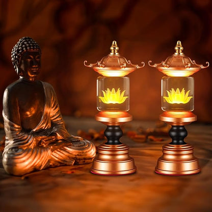 1 Pair 7 Color LED Lotus Lamp Lights - Lotus Lights with Adjustable Switch for Buddhist Occasions, Meditation Buddhist Supplies（11 Inch）