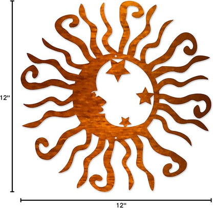 Riverside Designs Wacky Solar Moon Metal Wall Art Steel Outdoor Decor | Heavy-Duty and Waterproof | Made in USA (Copper, 30L x 30W)