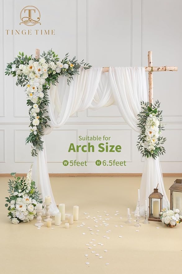 TINGE TIME Artificial Arch Flowers Kit Pack of 5, Wedding Decorations for Reception with Hanging Flowers, Wedding Arch Silk Floral Arrangements Ceremony Backdrop Bridal Shower Outdoor Party Decor
