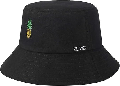 ZLYC Unisex Fashion Embroidered Bucket Hat Summer Fisherman Cap for Men Women