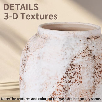 Large Rustic Vase for Flowers,13.8'' White Farmhouse Ceramic Vases for Home Decor, Minimalist Decorative Tall Vase for Living Room, Entryway, Shelf, Premium Pottery Clay Table Centerpiece Decor