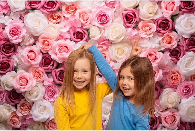 Pink Roses Background Flowers Wall Photography Background Various Floral Roses Backdrops Anniversary Birthday Wedding Baby Shower Backgrounds Decor Children Adults Video Studio Prop 20x10ft
