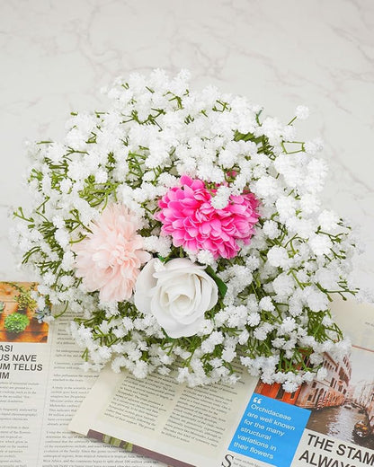 24Pcs Babys Breath Artificial Flowers Bulk, 11inch Fake Baby Breath Flowers White Faux Gypsophila Real Touch Flowers for Outdoors Wedding DIY Bouquet Arrangement Party Home Table Decor