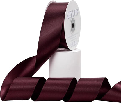 Burgundy Satin Ribbon, Double Faced 2 Inch X 25 Yards Burgundy Ribbon, Premium Satin Ribbon for Gift Wrapping, Crafts, Hair Bow Making, Sewing, Flower Bouquet, Wedding Party Decor