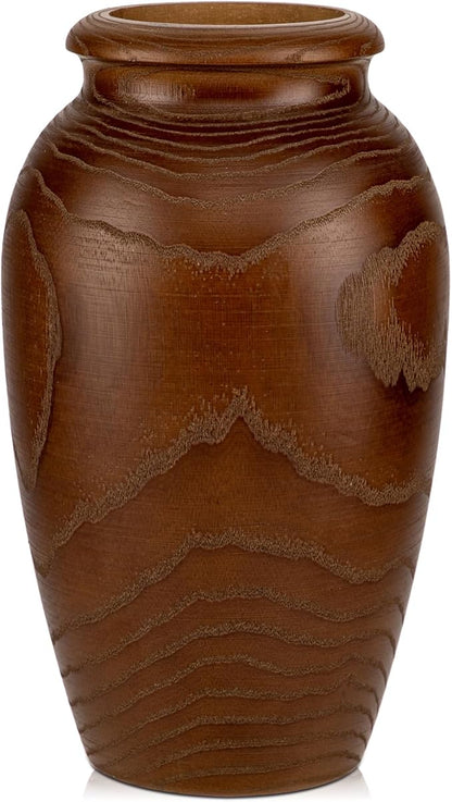 9" Tall Handmade Wooden Flower Vase, Large Wood Vase Decoration for Flower Arrangement Home Decoration