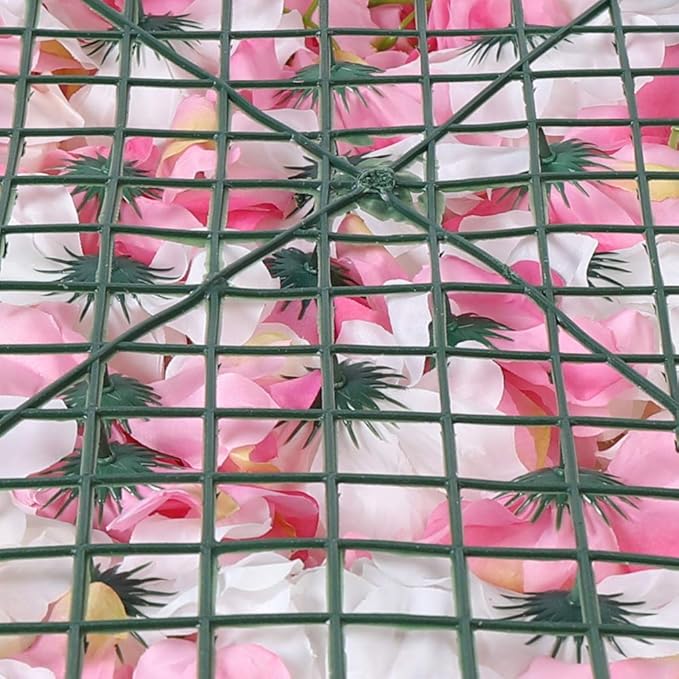 16"x 24" Artificial Flower Wall Panels,Flower Wall Mat Silk Flower Panels for Outdoor Garden Backyard Fence Fence Privacy Screen and Indoor Wall Decor (8Pcs Pink+White 8)