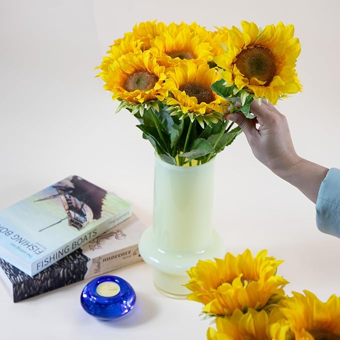 Sunflowers Artificial Flowers with Golden Yellow Long Stem Artificial Flower 10 Pcs for Home Decoration,Wedding Arrangement, Sunday Flower Arrangement(Golden Yellow)