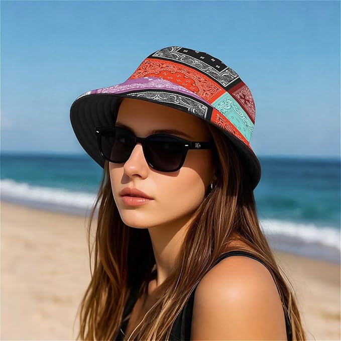 Bucket Hat for Women Men Unisex Sun Cap Packable Outdoor Fisherman Hat Headwear,Reversible Double-Side-Wear