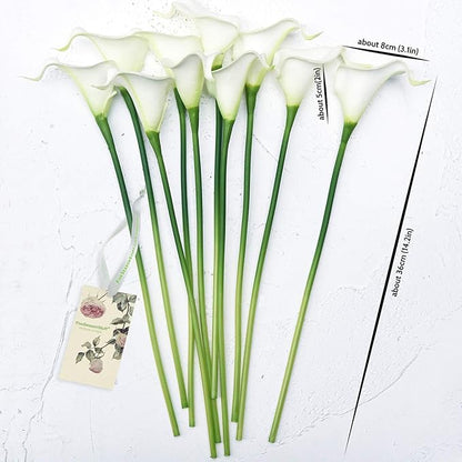 FiveSeasonStuff Real Touch Calla Lily Artificial Flowers Wedding Bridal Bouquet | Floral Arrangements | 15 Calla Lilies (Summer White)