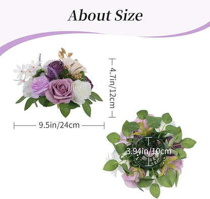 BLOSMON Artificial Flowers Ball Wedding Centerpieces 6 Pcs Lilac Rose Artificial Flower Center Pieces Decoration for Table Silk Kissing Ball Faux Floral Bouquet Arrangements for Home Party DIY Decor
