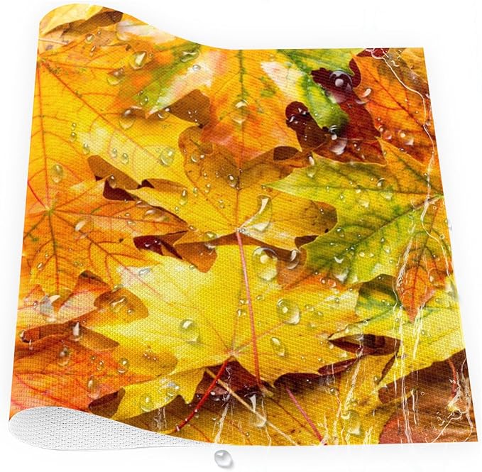 Autumn Maple Leaf Fall Placemats Set of 1 PVC Vinyl Non Slip Table Mats Heat Resistant Place Mats Washable Wipeable Dining Table Mat for Kitchen Decor Party Indoor Outdoor Decorative Gift