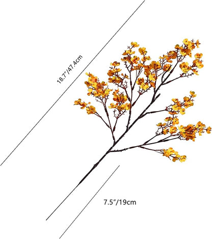 Mandy's Dark Yellow Artificial European Baby’s Breath Flowers 6 Bundles Silk Gypsophila with Bendable Stems for Fall Thanksgiving & Christmas Centerpiece Wedding Decor and Table Arrangements