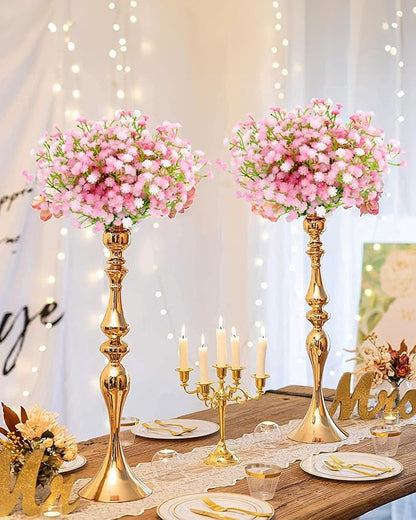 Babys Breath Artificial Flowers, 24Pcs Fake Baby Breath Flowers Artificial Bulk Faux Gypsophila Real Touch Flowers for Wedding DIY Bouquet Arrangement Party Home Garden Decor, Pink