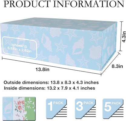 Blue Ocean Theme Gift Box with Magnetic Lids 13.8x8.3x4.4 in, Large Bridesmaid Proposal Boxes, Rectangle Wedding Decorative Storage Box 5 Pack